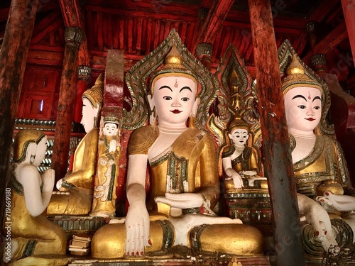 Burmese Buddhist Temple at inle lake Myanmar. photo