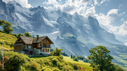 Rural Surroundings Village Castle Landscape in the Alps in Switzerland Austria Italy Bavaria Peace and Quiet Wallpaper Digital Art Magazine Background Poster