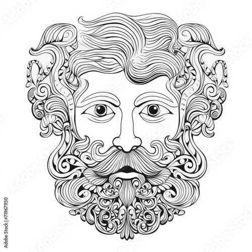 Coloring book for children depicting abearded man