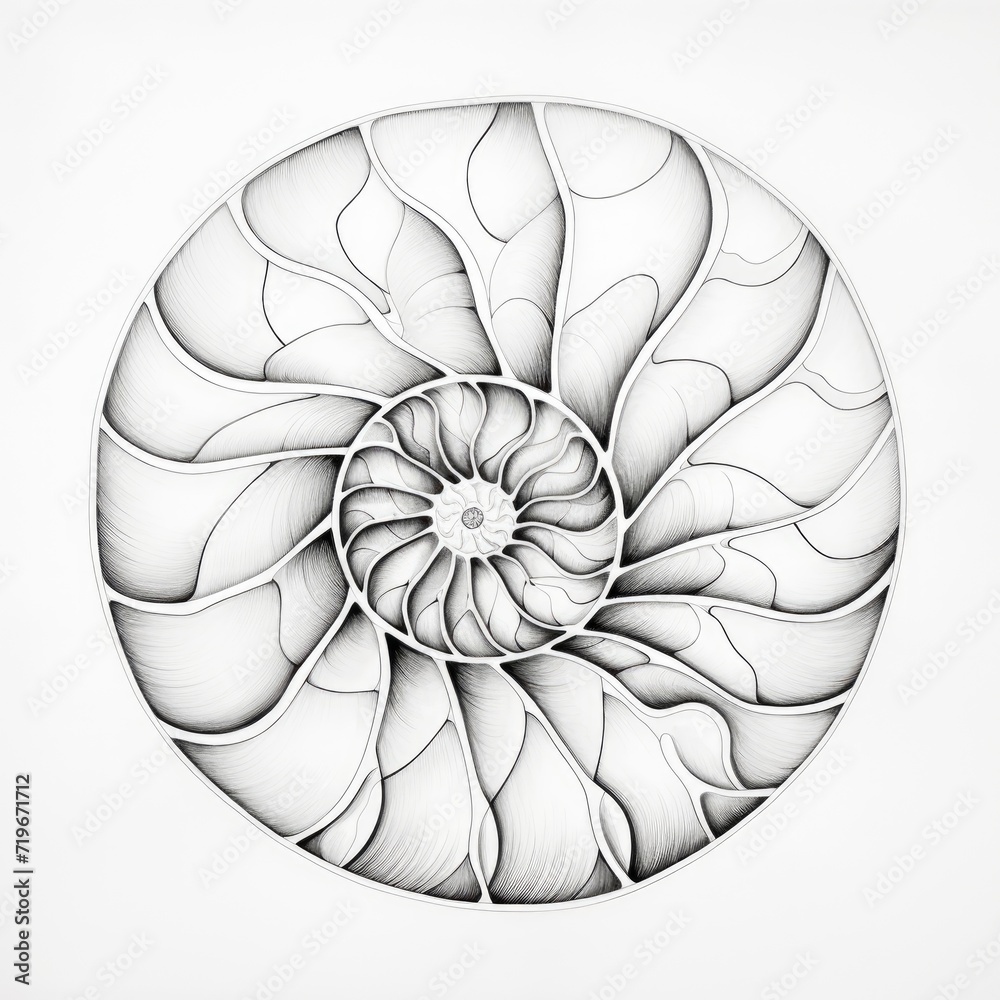 Obraz premium Coloring book for children depicting achambered nautilus
