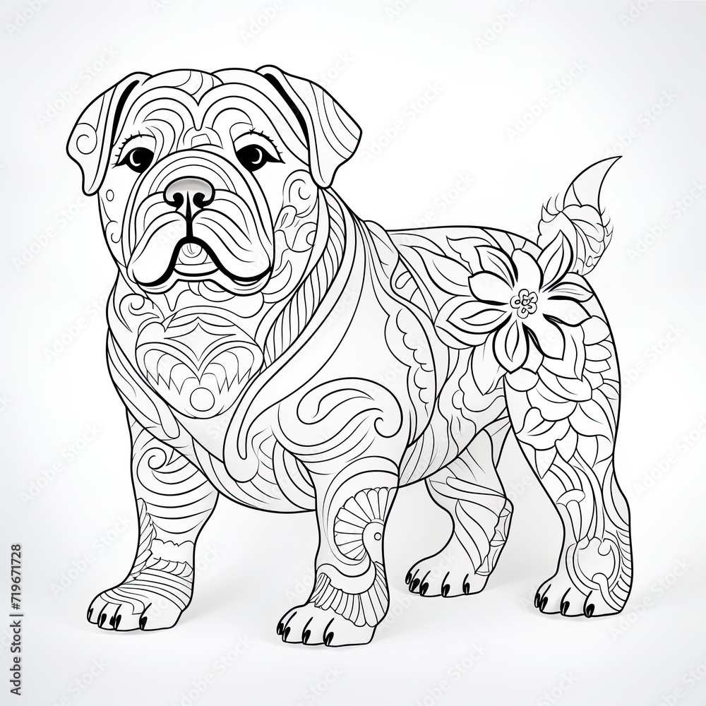 Coloring book for children depicting achinese shar pei