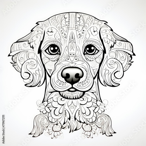 Coloring book for children depicting adog photo