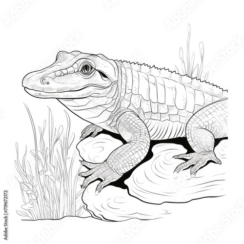 Coloring book for children depicting adwarf caiman