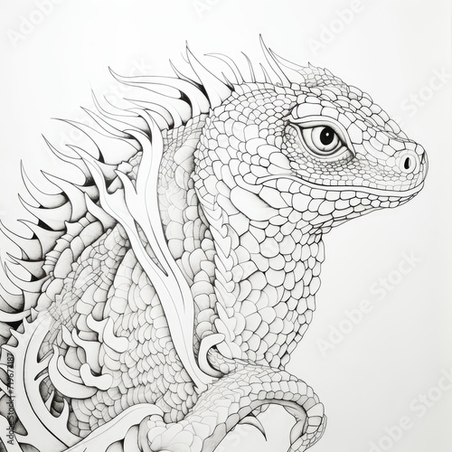 Coloring book for children depicting adragon moray