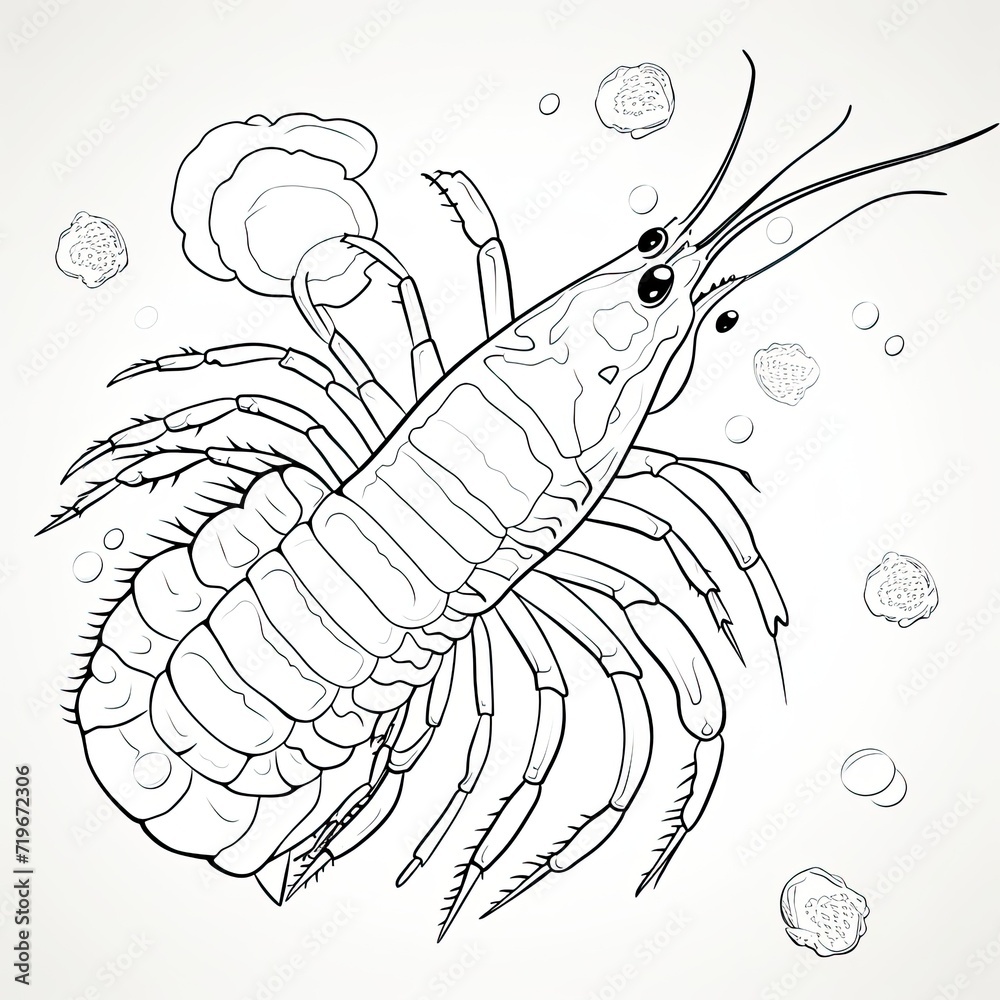 Coloring book for children depicting aemperor shrimp