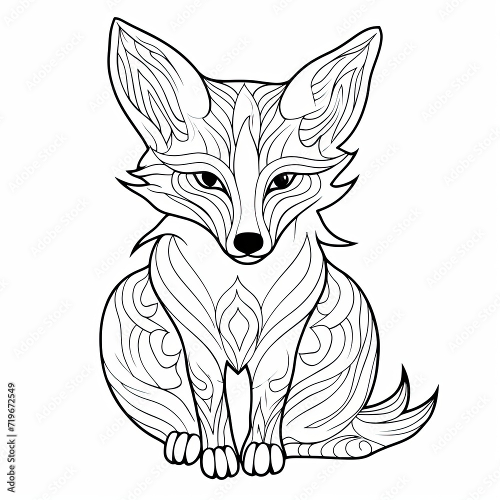 Fototapeta premium Coloring book for children depicting afox