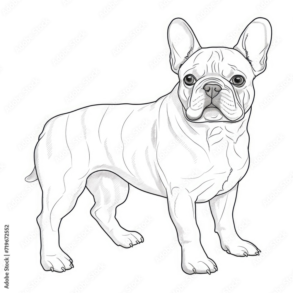 Coloring book for children depicting afrench bulldog