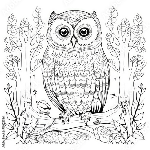 Coloring book for children depicting aforest owl photo