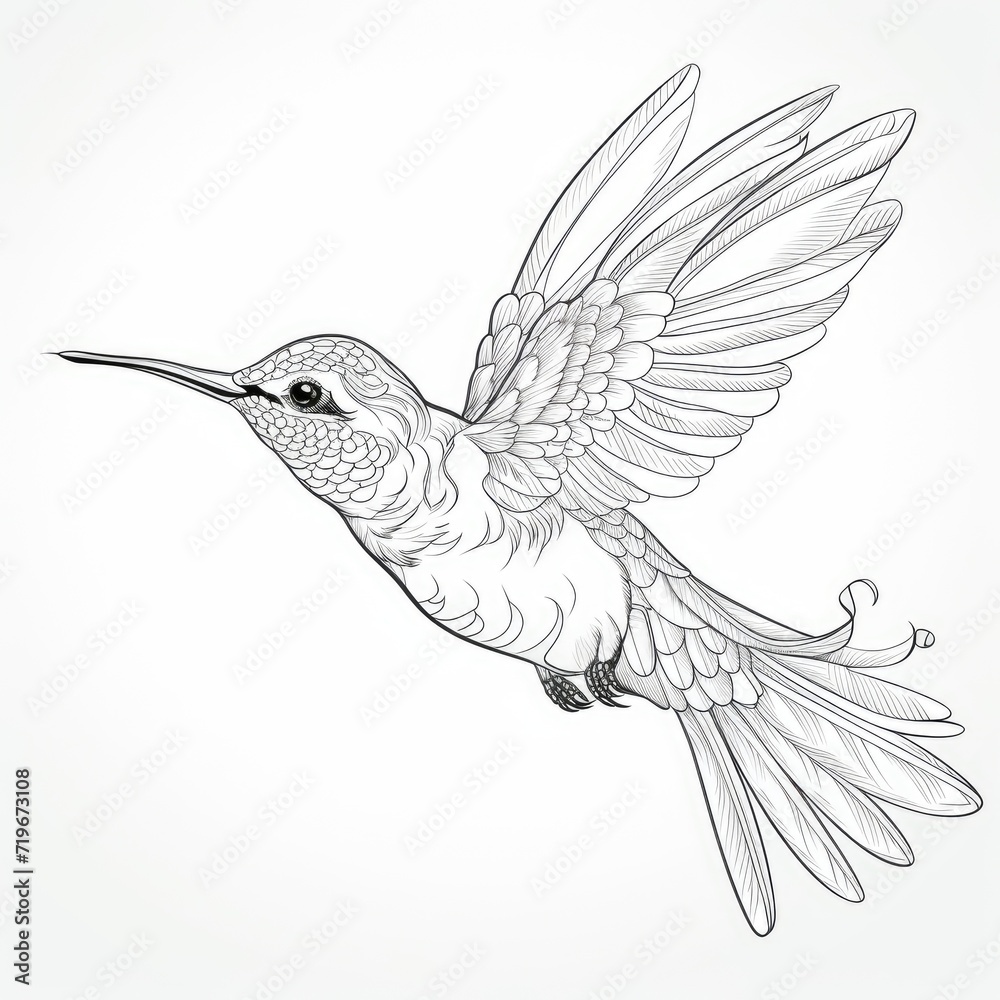 Obraz premium Coloring book for children depicting ahummingbird drake