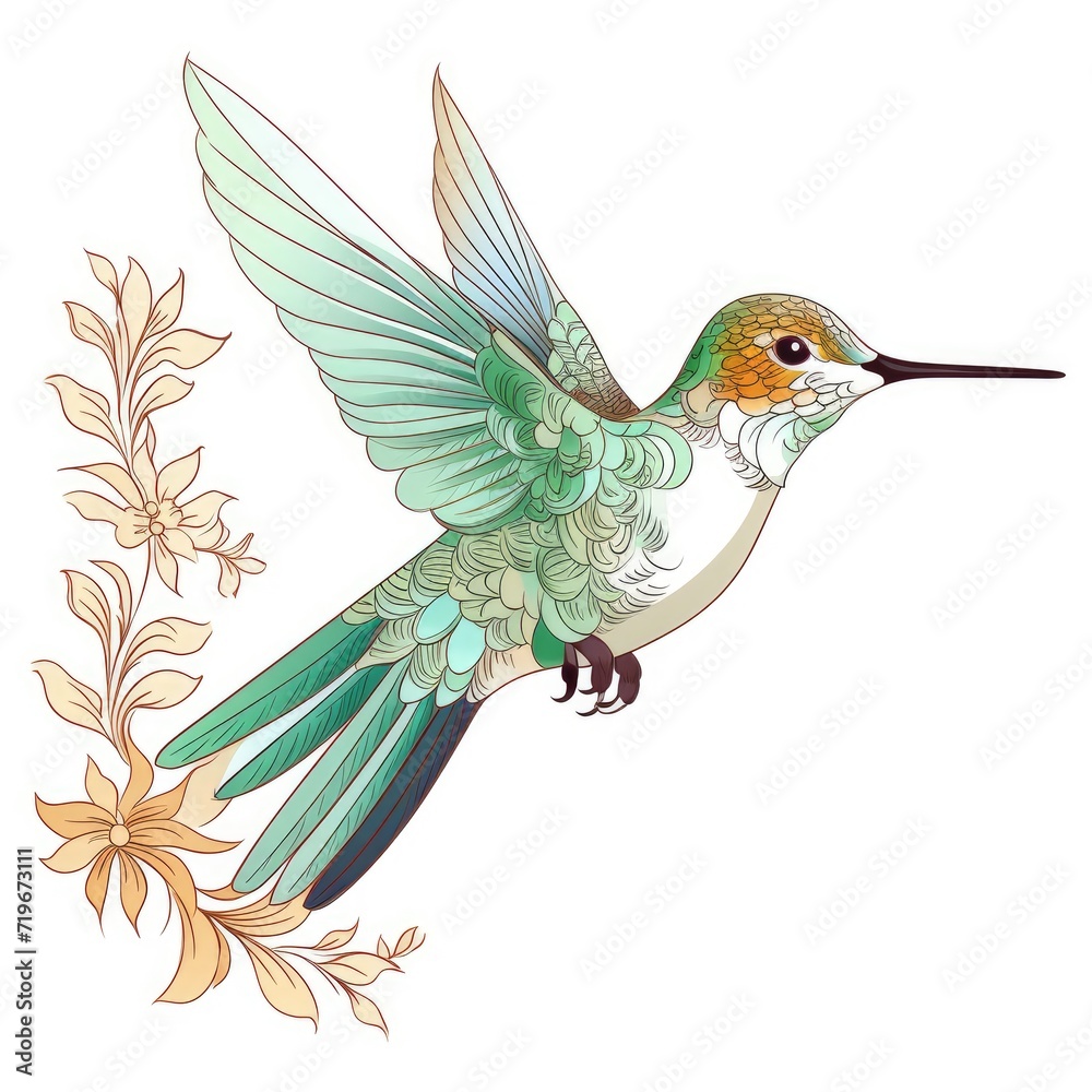 Obraz premium Coloring book for children depicting ahummingbird drake