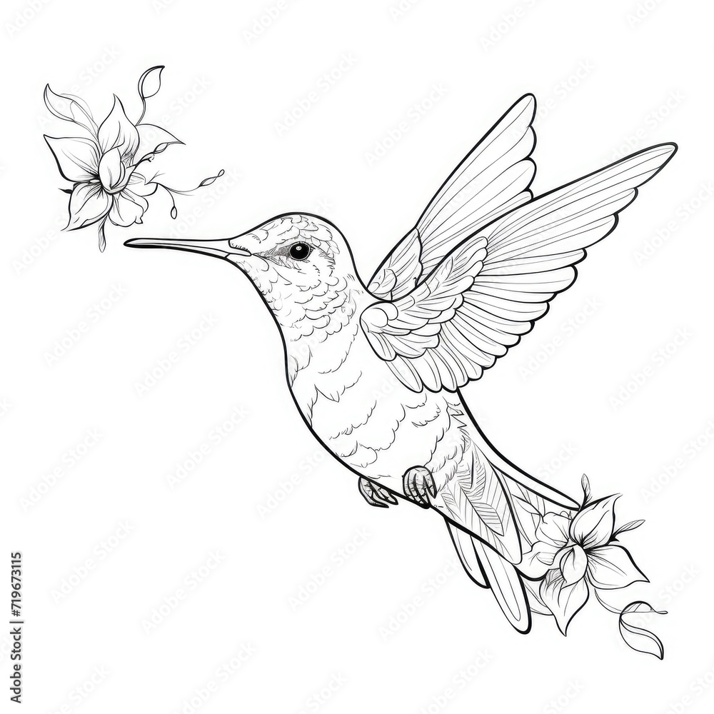 Obraz premium Coloring book for children depicting ahummingbird
