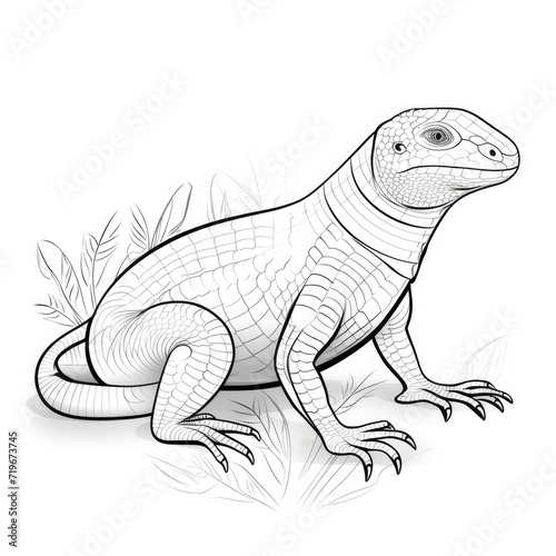 Coloring book for children depicting amonitor lizard