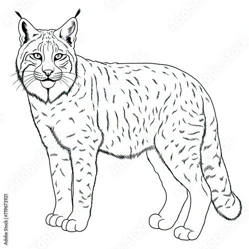 Coloring book for children depicting anorth american bobcat