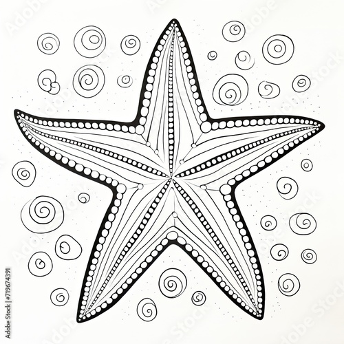 Coloring book for children depicting ared knobbed starfish