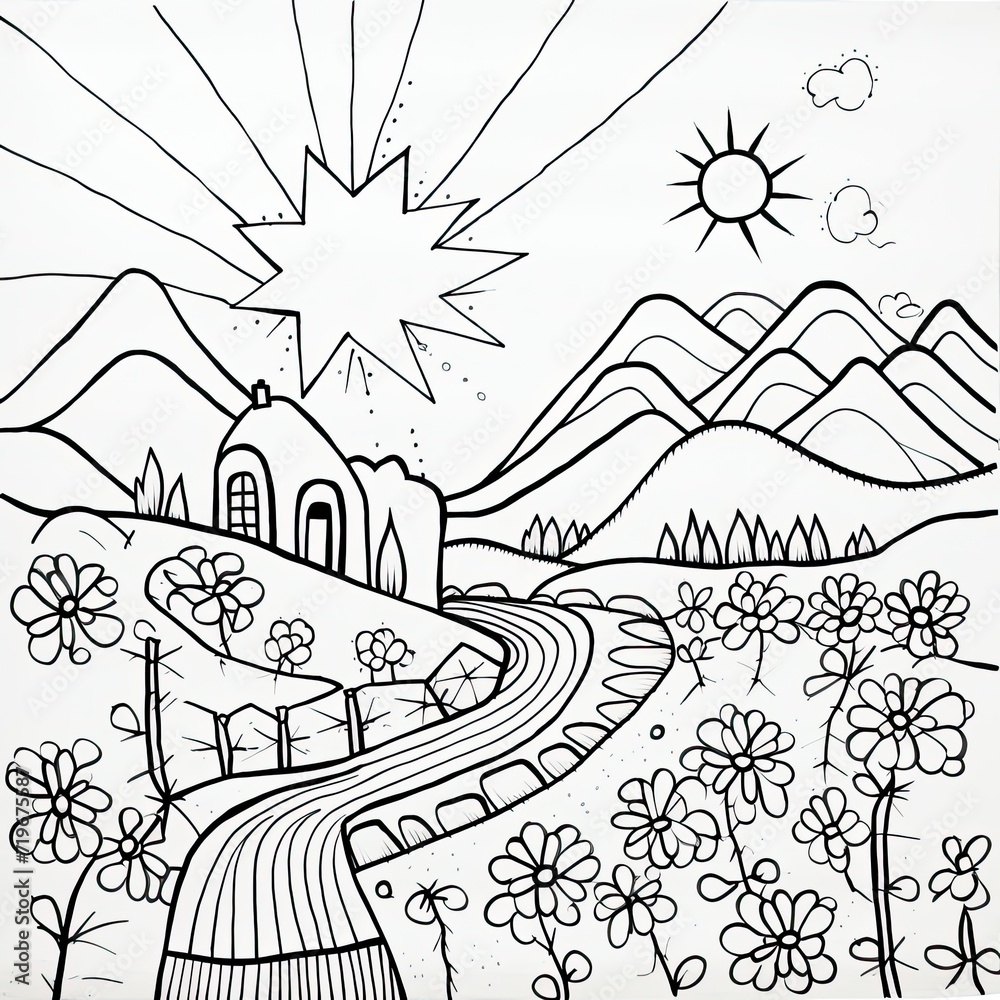 Coloring book for children depicting awalking stick