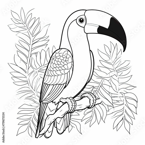 Coloring book for children depicting atoucan