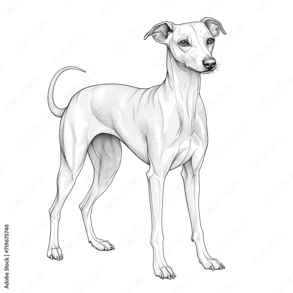 Coloring book for children depicting awhippet