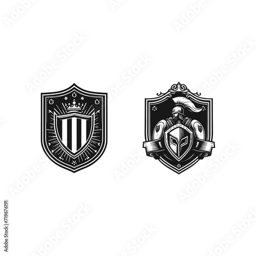 TWO EMBLEM LOGO WITH FRAME SHIELD VECTOR