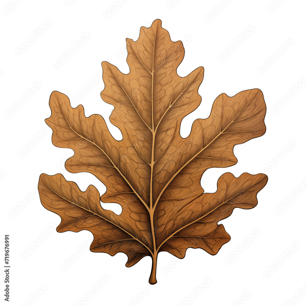 Fototapeta premium Oak leaf isolated on white background vector style illustration