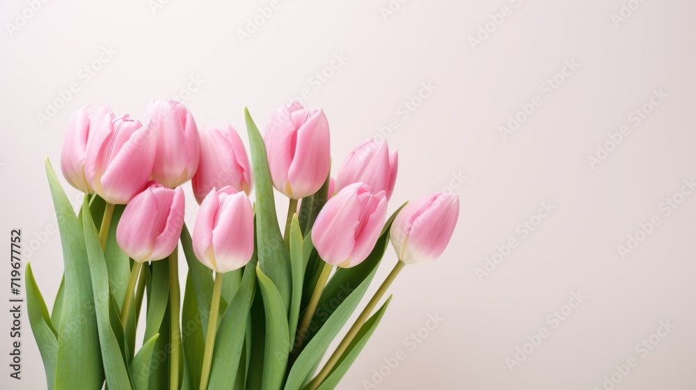 pink tulip bouquet on pink background