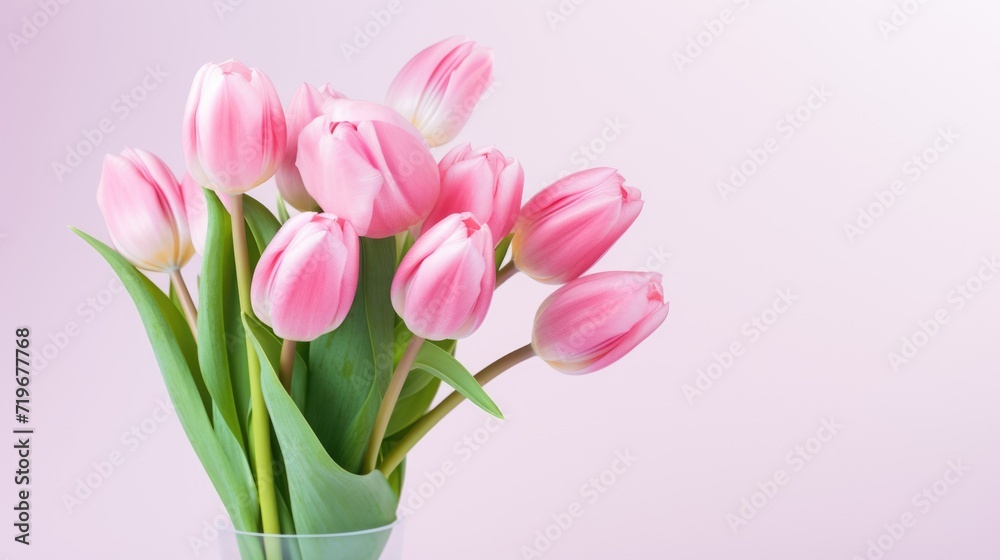 pink tulip bouquet on pink background