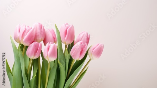 pink tulip bouquet on pink background © vrozhko