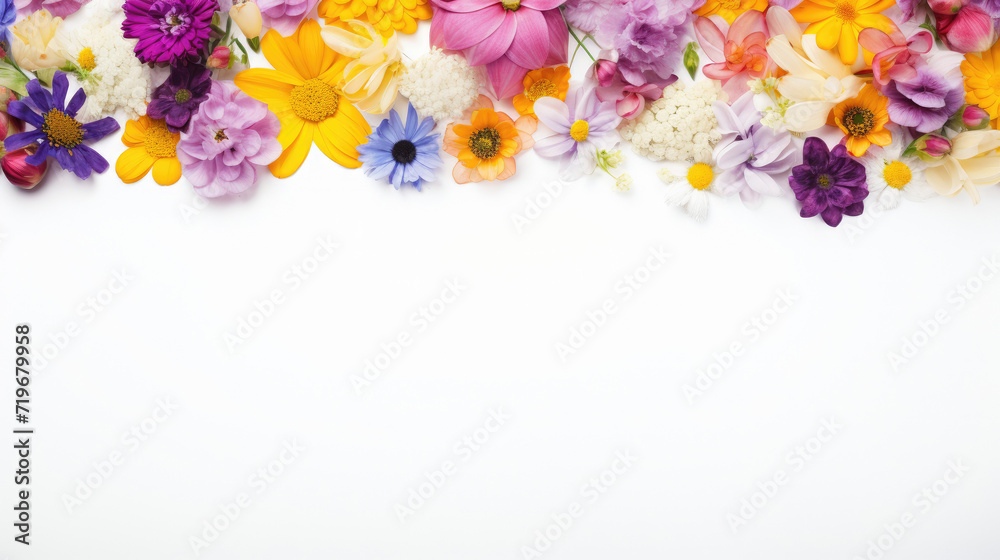 spring flowers on white color background with copy space spring flowers on white color background with copy space