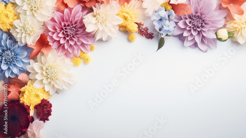 spring flowers on white color background with copy space