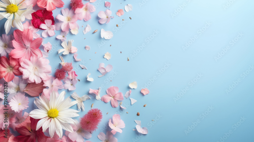 spring flowers on beige color with copy space spring flowers on beige color with copy space
