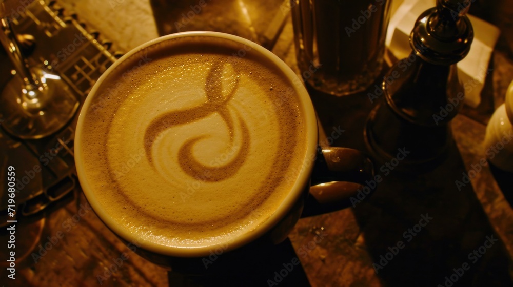 A cappuccino with music notes on top. Generative AI.
