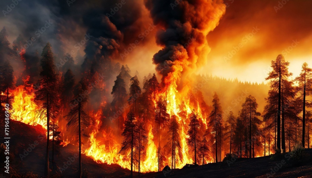 Incendie, feu de forêt - obrazy, fototapety, plakaty 