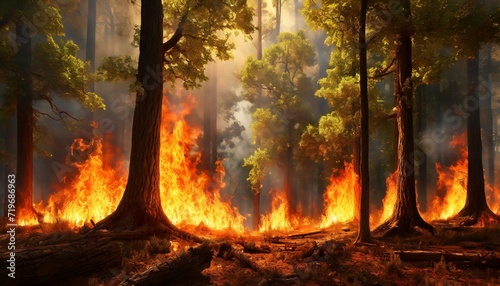 Incendie d'une forêt, concept de réchauffement climatique
