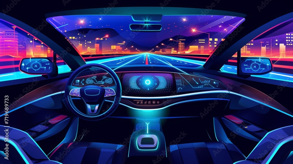 Driverless technology automatic driving illustration