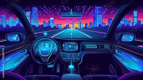 Driverless technology automatic driving illustration © Zahid