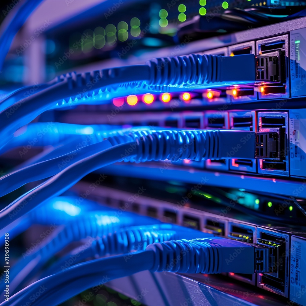 Network panel, switch and cable in data center Stock Illustration ...