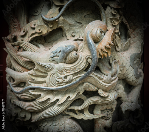 Photography Temple dragon statue in Hongkong