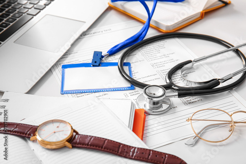 Stethoscope with badge and ...