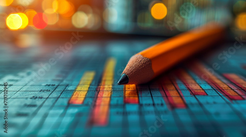 Diagrams and pencil close up, data science, business concept