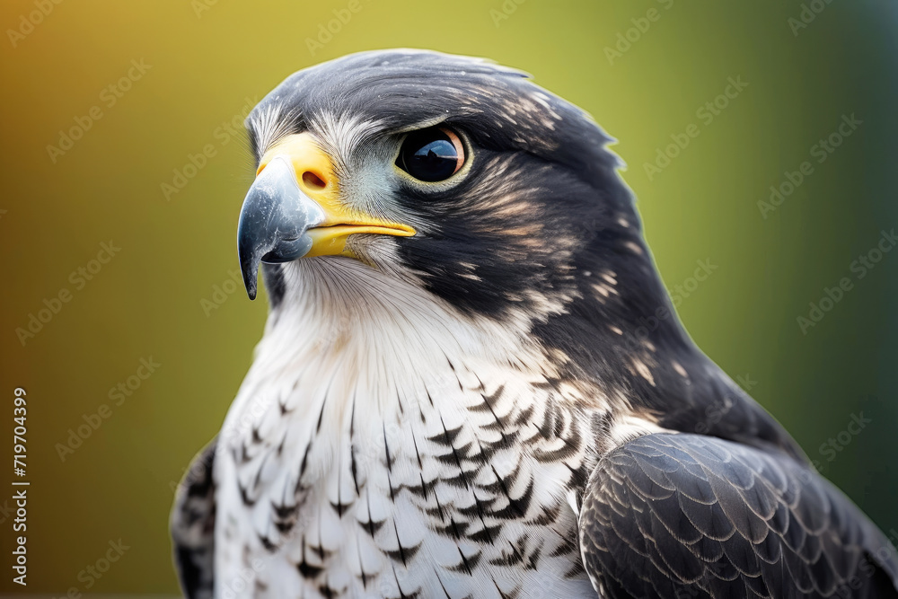 Close up macro of peregrine falcon, bird of pray on blurred background Close up macro of peregrine falcon, bird of pray on blurred background