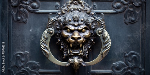 Metal door knocker in close-up