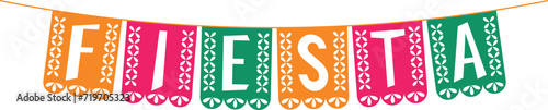 Holiday party with Fiesta lettering. Ornamental inscription for a poster, greeting card. Vector illustration on transparent background.