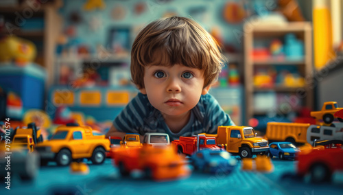 baby playing with wooden toys in their room Generative AI