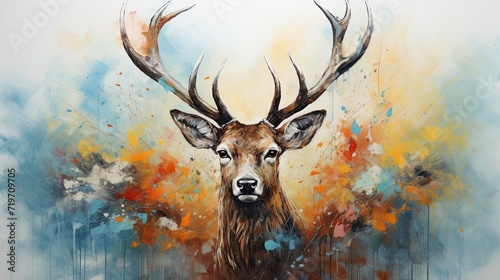 Abstract deer oil painting © KhaizanGraphic