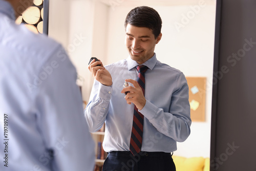 Young businessman applying ...