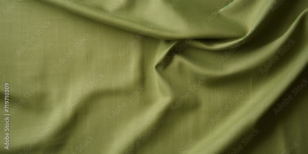 Green Folded Natural Fabric. Cotton Cloth, Linen Material Texture Background. Generative AI Green Folded Natural Fabric. Cotton Cloth, Linen Material Texture Background. Generative AI