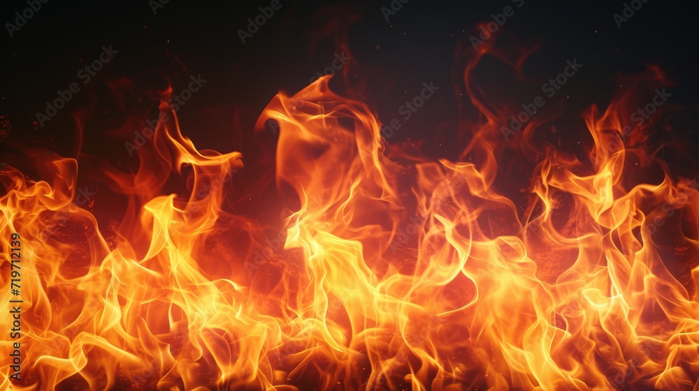 Burning fire flames on dark background Burning fire flames on dark background