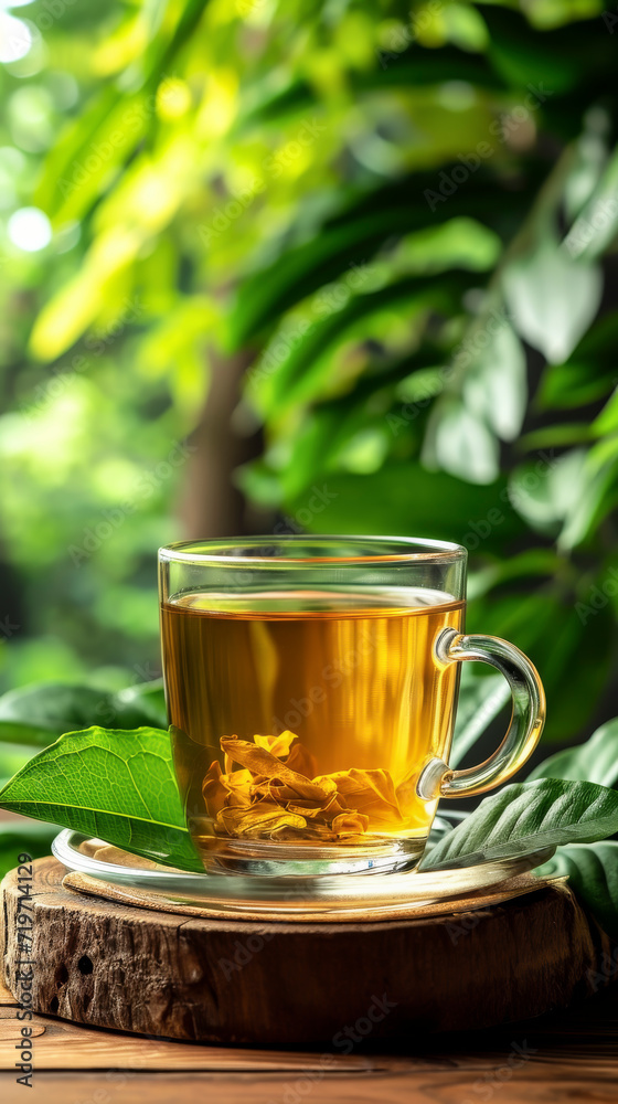 A Cup of Green Tea on a Wooden Table A Cup of Green Tea on a Wooden Table