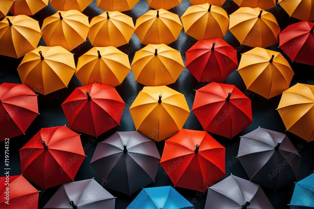 Colorful umbrellas on a black background. 3d rendering. stylish unique colorful umbrellas. individuality and difference concept. Colorful umbrellas on a black background. 3d rendering. stylish unique colorful umbrellas. individuality and difference concept.