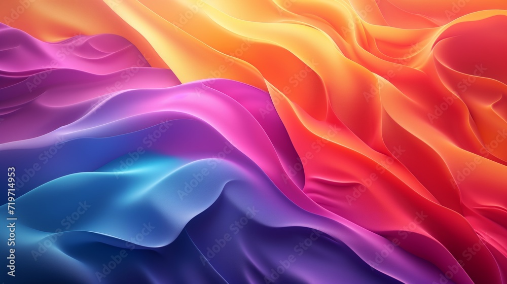 Vibrant, flowing waves in a spectrum of colors create a dynamic abstract
