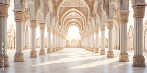 Arabic-style colonnade with column ornamentation. .